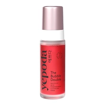 Yepoda The Bubble Double, Espuma limpiadora exfoliante suavemente, limpia profundamente los poros y previene las impurezas, limpiador facial coreano vegano para todo tipo de piel, 4.22 onzas líquidas (4.1 fl oz)