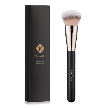 TEOYALL Cepillo de mejillas abovedado, cabezal de cepillo de precisión media con cerdas sintéticas densas para colorete bronceador de contorno con crema en polvo suelto