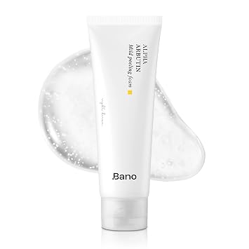Bano Alpha Arbutin Soft Peeling Foam – PHA LHA Limpiador exfoliante de ácido salicílico | Tono brillante y desigual | Cuidado de la piel coreano para pieles sensibles | Sin fragancia | 4.05 onzas