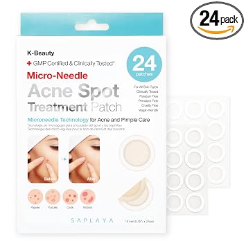 Saplaya K-Beauty - Parches para manchas (24 unidades) para apoyar la apariencia de la piel, ultrafinos, discretos, todo tipo de piel, fabricados en Corea del Sur